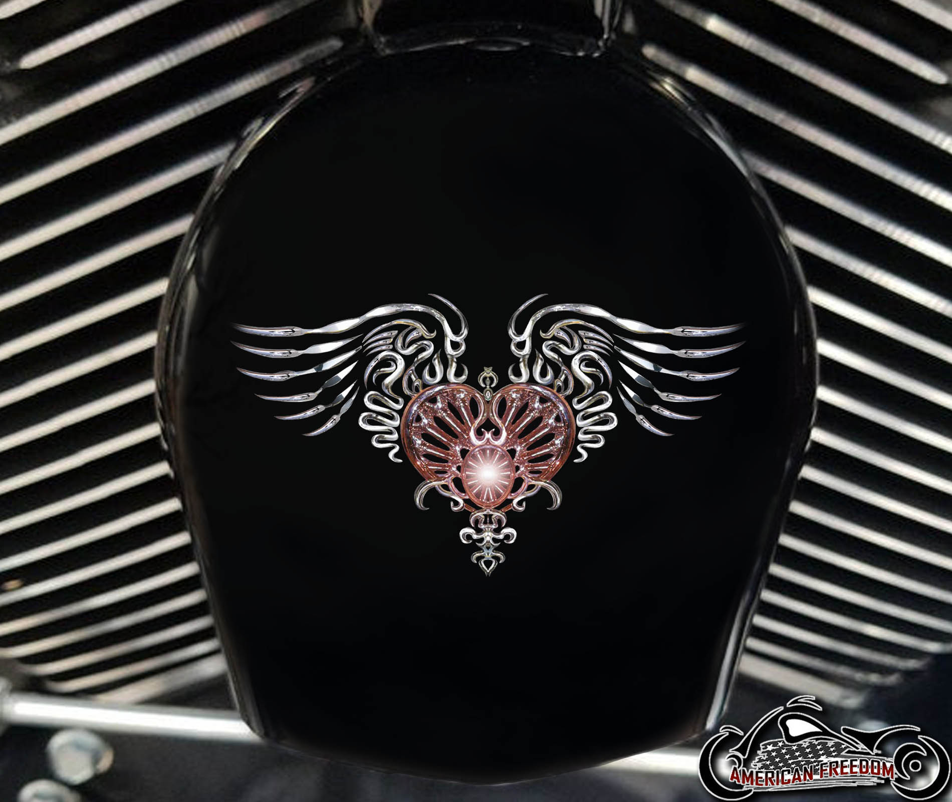 Custom Horn Cover - Heart Wings